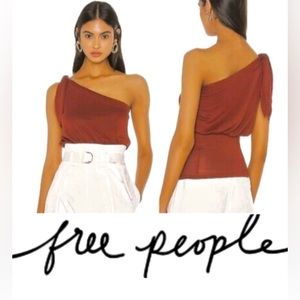Free People terracotta shindig one shoulder blouson tank top